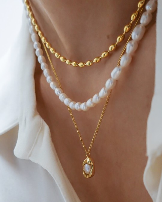 ORIANA Gold Vermeil Pearl Necklace