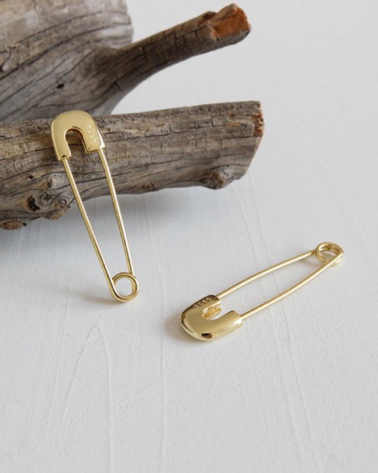 SAFETY PIN Gold Vermeil Earrings