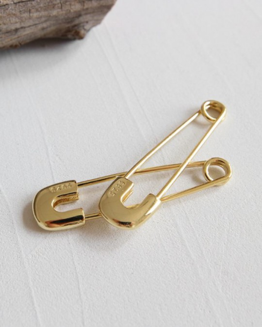 SAFETY PIN Gold Vermeil Earrings