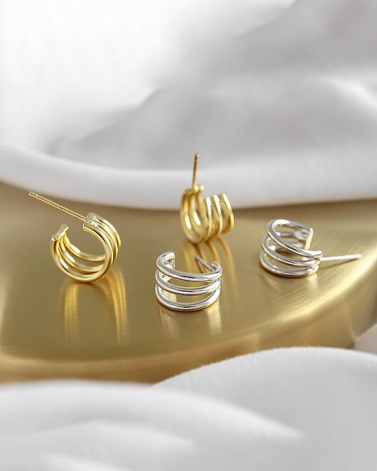 ELIANE Gold Vermeil Triple Hoop Earrings