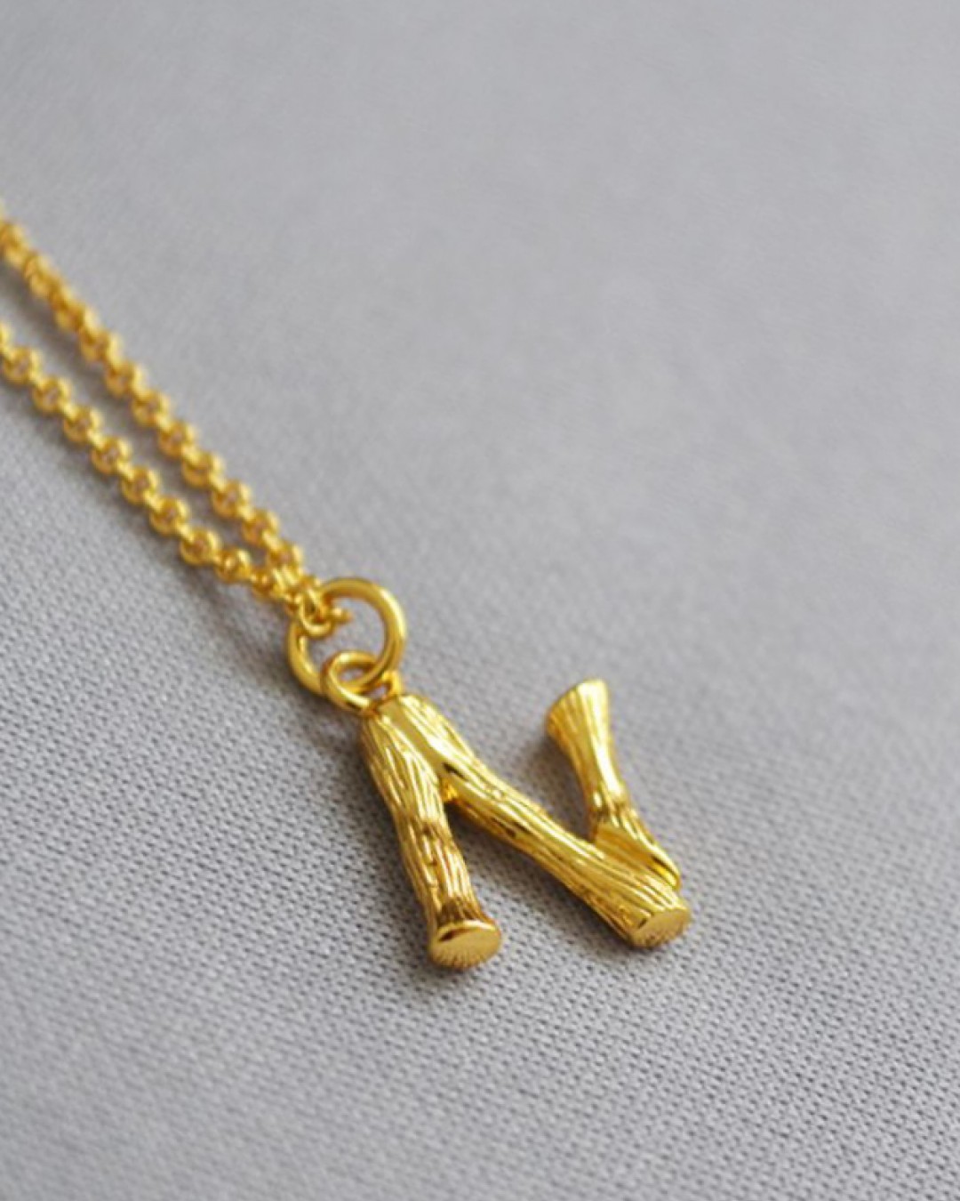 Gold Letter N Initial Pendant Necklace INXSKY