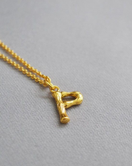 Gold Letter P Initial Pendant Necklace 