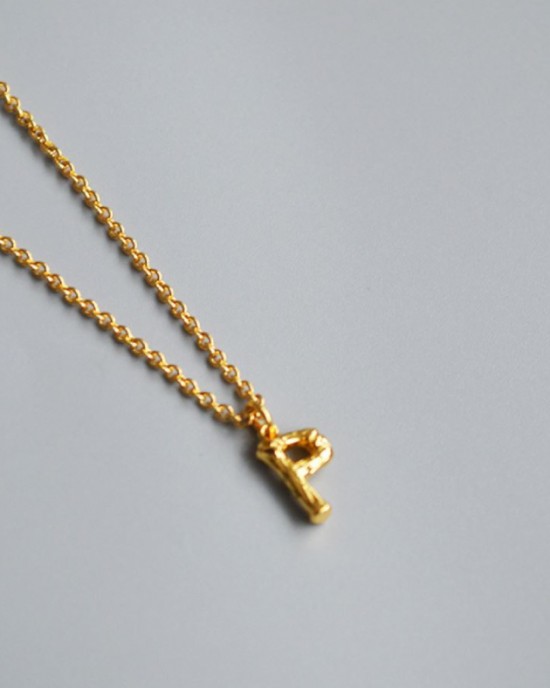 Gold Letter P Initial Pendant Necklace 