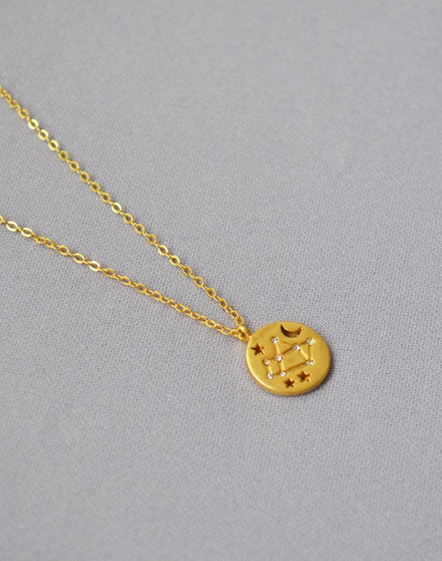thumbnail image 2 of 12 Constellation Coin Necklace – 316L Stainless Steel Gold Pendant (24″) By MOYOZZ 2 of 6