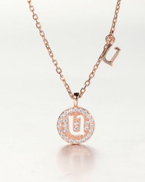 Rose Gold Diamond Alphabet Letter U 