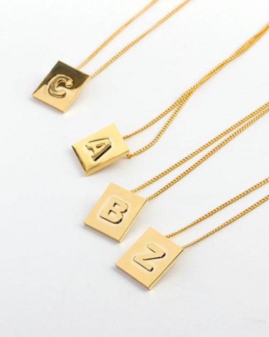 Gold Initial Letter N Pendant Necklace 