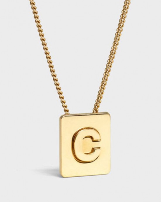 Gold Initial Letter C Pendant Necklace 