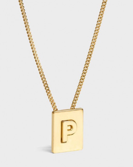 Gold Initial Letter P Pendant Necklace 