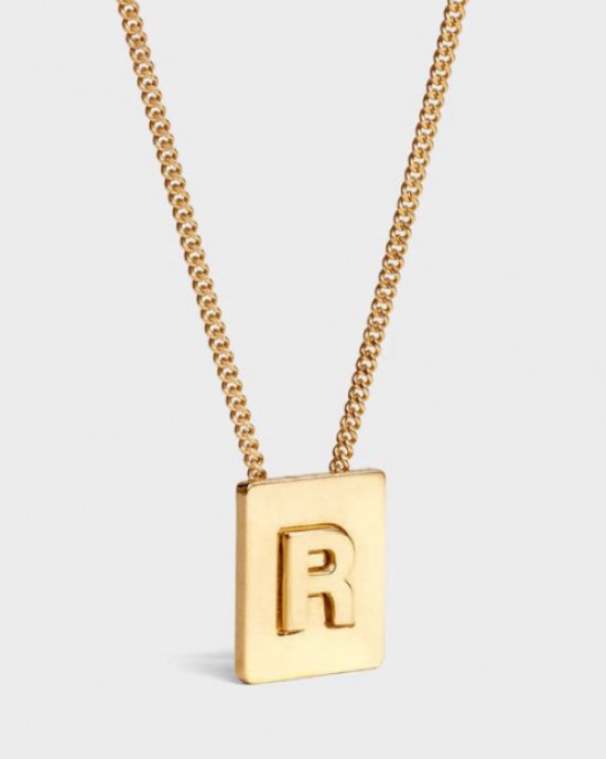 Gold Initial Letter R Pendant Necklace 