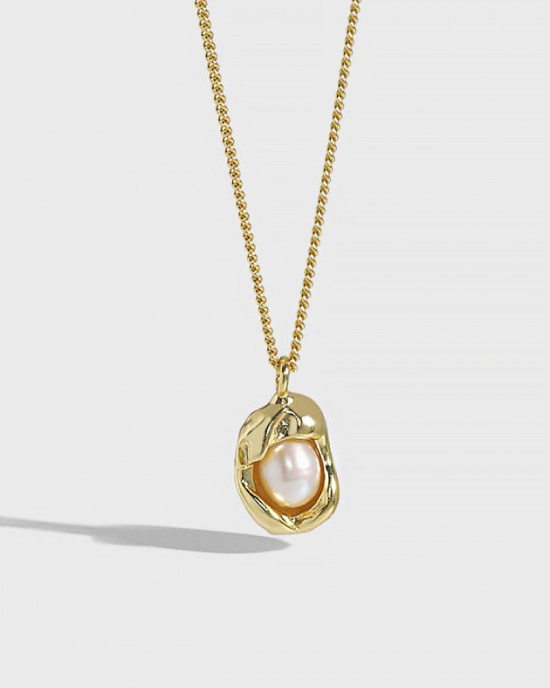 ORIANA Gold Vermeil Pearl Necklace | INXSKY