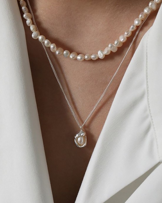 ORIANA Sterling Silver Pearl Necklace