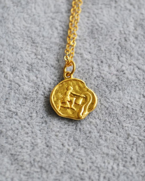Aquarius Zodiac Sign Coin Pendant 